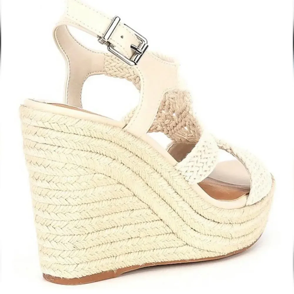 COPPER KEY Dreamcatcher Macrame EspadrillIe Platform Wedges Ivory Boho Size 8